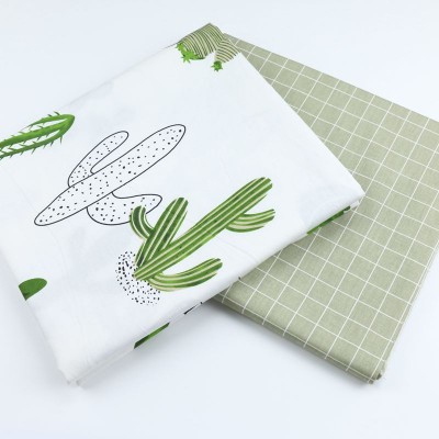 2.35m Wide Width Pure Cotton Cloth Wholesale Cartoon Cactus Grid Cotton Quilt Cover Twill Fabric