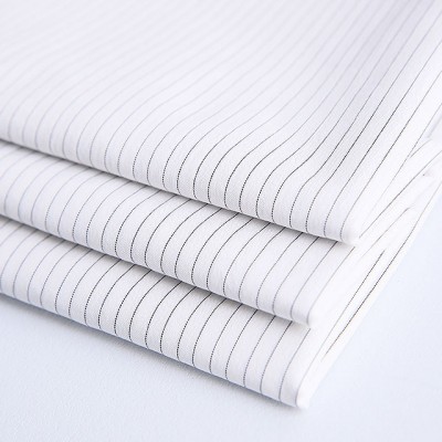 In Stock Yarn Dyed Woven Fabric High Density Polyester Cotton Stripe Fabric Men's Shirt Fabric